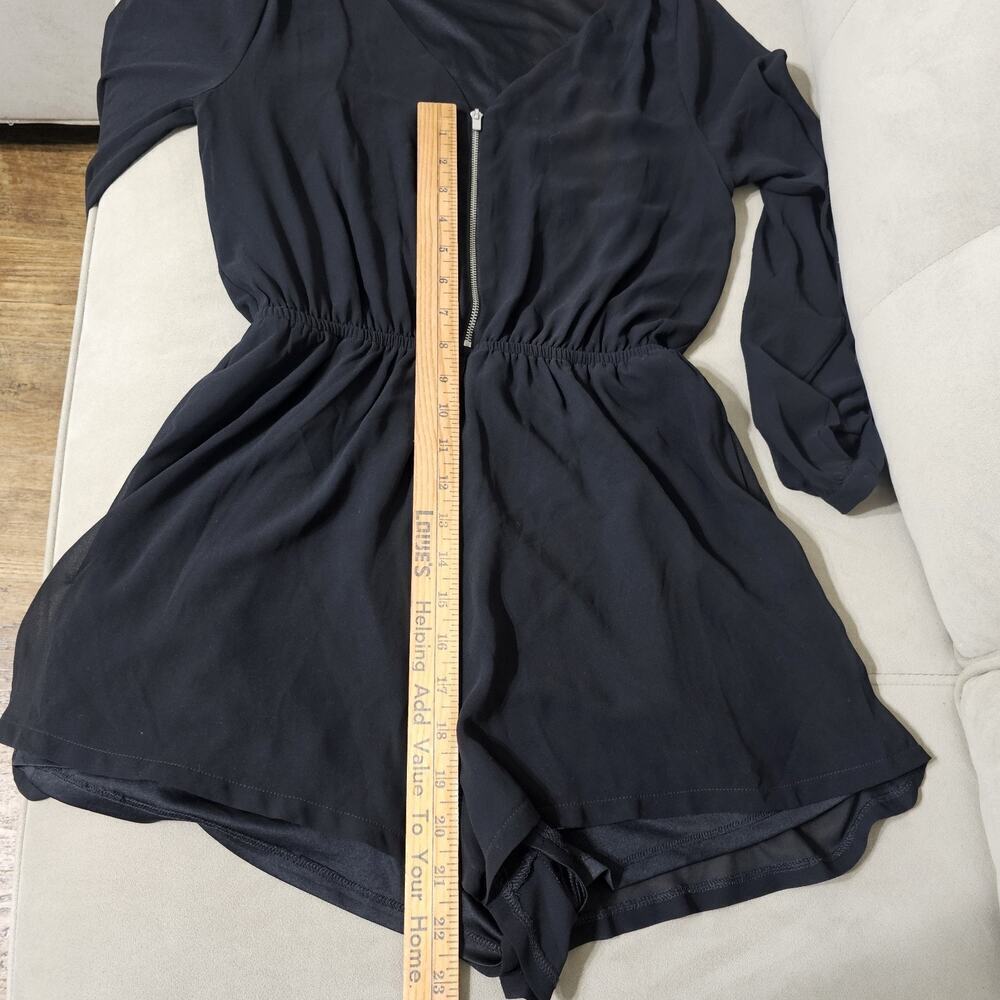 Express Chiffon Short ROMPER Sheer Long Sleeves Black Size XS - Picture 10 of 13